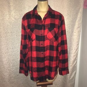 LUCKY BRAND WOMANS RED BUFFALO PRINT FLANNEL SHIRT, NWT, Small